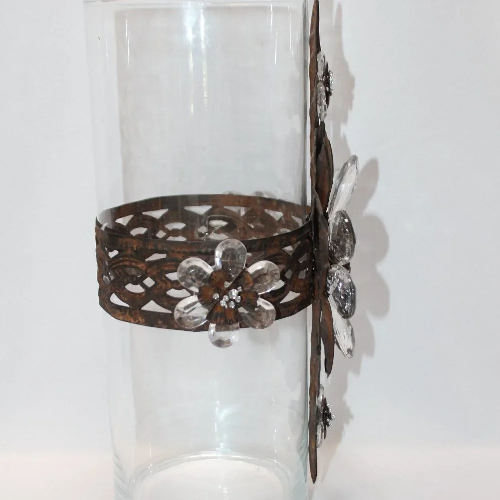 Feur de Lis Cooper and Plexiglass Floral Petal Large Vase